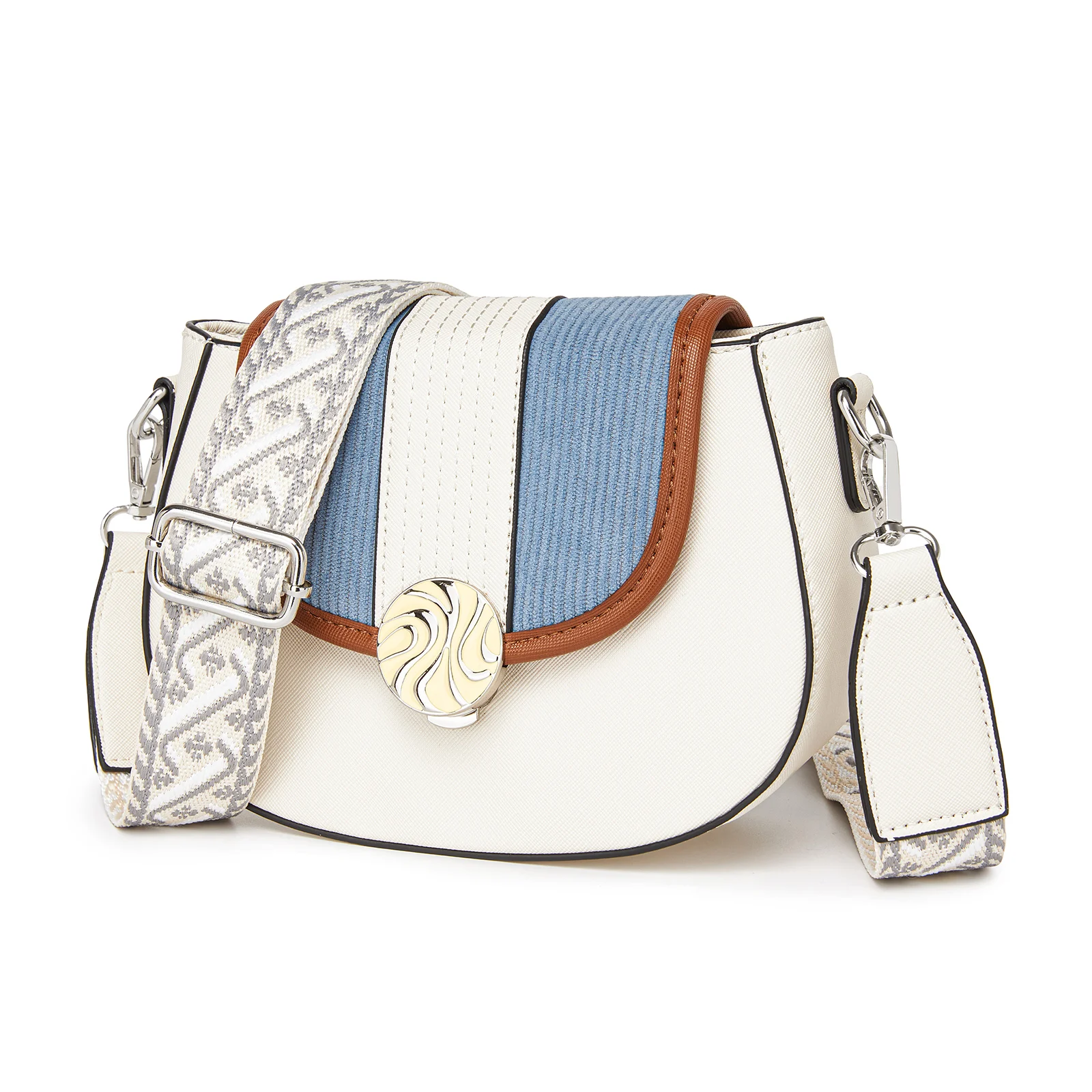 Elegant PU Leather Crossbody Bag for Women - Zip Closure & Contrast Colours, Modern Shoulder Bag for Travel & Shopping