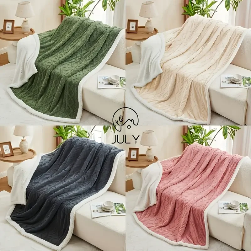 1pc Jacquard Sherpa Weighted Blanket 10lbs for Adults- Soft, Warm, and Thickened Calm Blanket for Ultimate Comfort