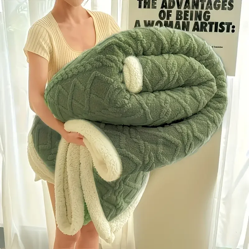1pc Jacquard Sherpa Weighted Blanket 10lbs for Adults- Soft, Warm, and Thickened Calm Blanket for Ultimate Comfort