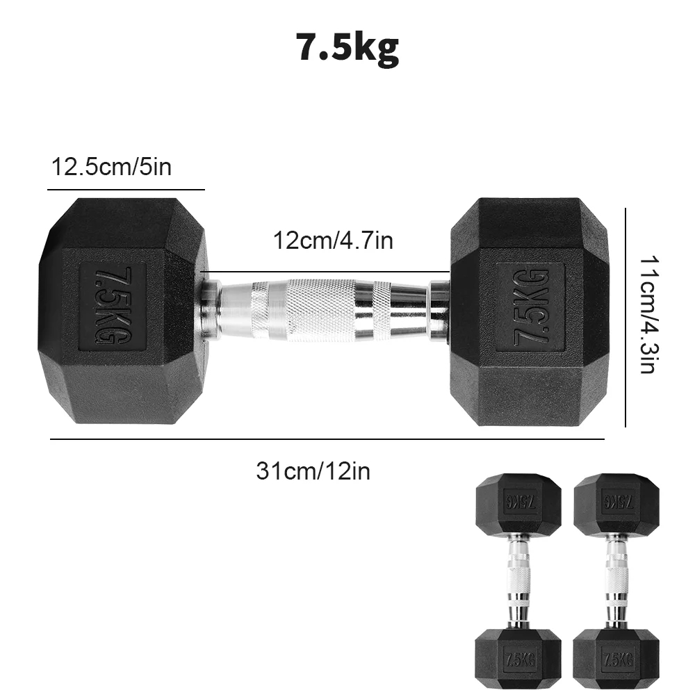 2pc 5kg/7.5kg Fitness Dumbbell Sports Hex Weights Sets Home Gym Fitness Hexagonal Dumbbells Kit Weight Lifting Exercise