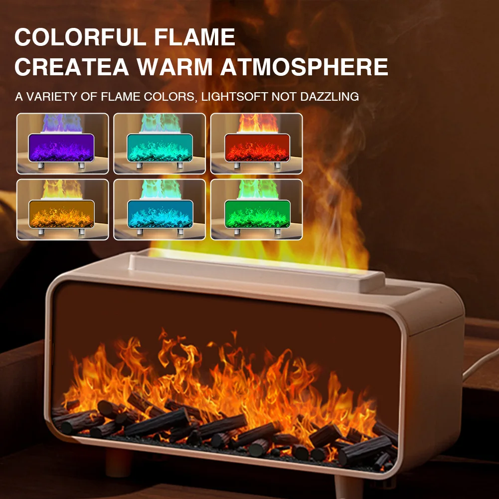 7 Colors Fire Aroma Diffuser Humidifier Mute Work for Home Office Yoga (White)