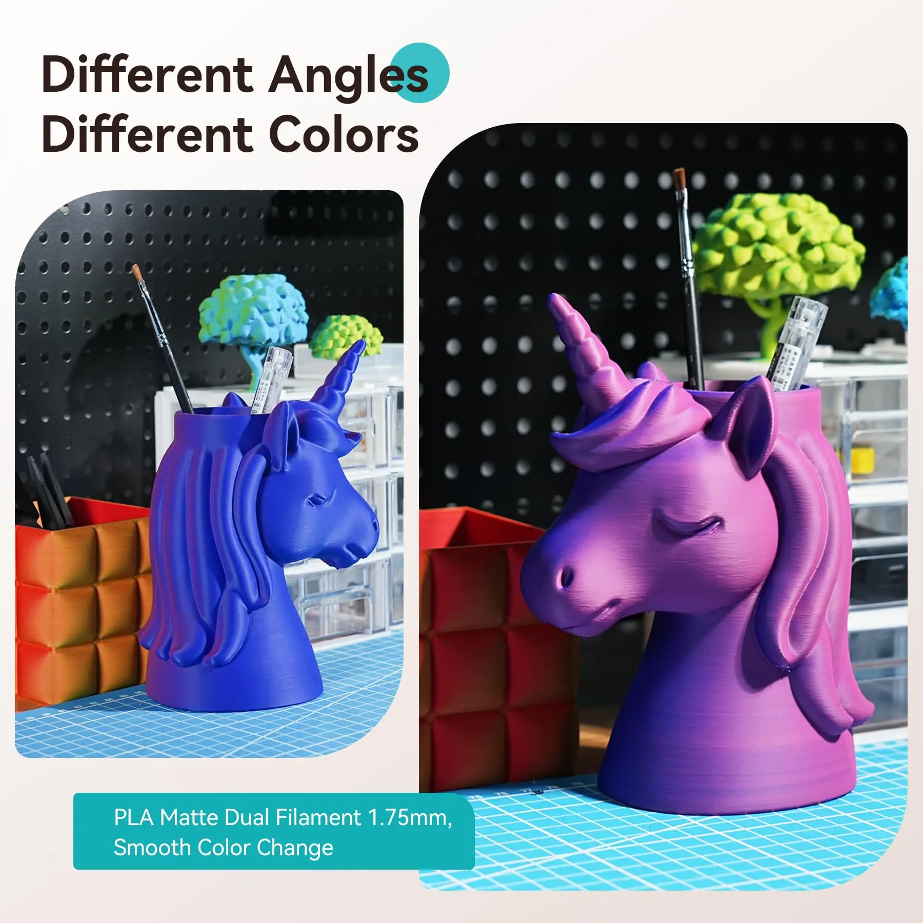 SUNLU 3KG Dual Color Matte PLA Filament 1.75mm 1kg Spool (2.2lbs) Matte 3D Printer PLA Filament Fit Most FDM Printer