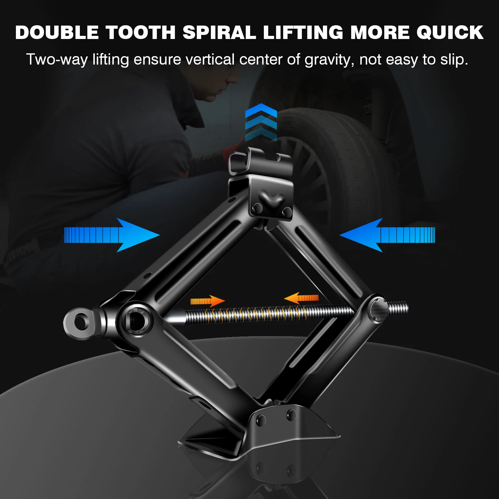 2 Tonne Rustproof Scissor Lift Jack with Speed Chromed Crank Handle Solid Steel ,for Cars SUV Vehicles