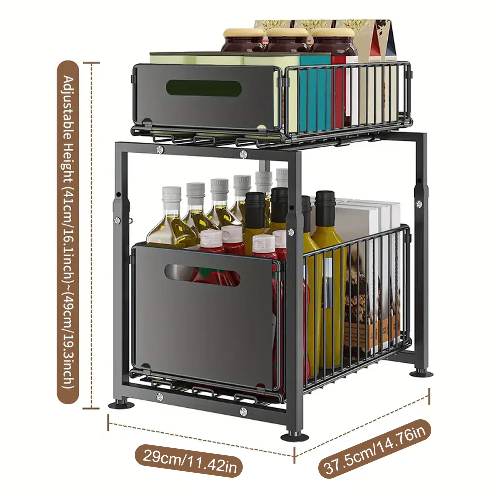 Kitchen Shelves Slide-out Storage Rack, Cabinet Pull-out Storage Basket, Punch-free Storage Rack with Suction Cups, Spice Rack