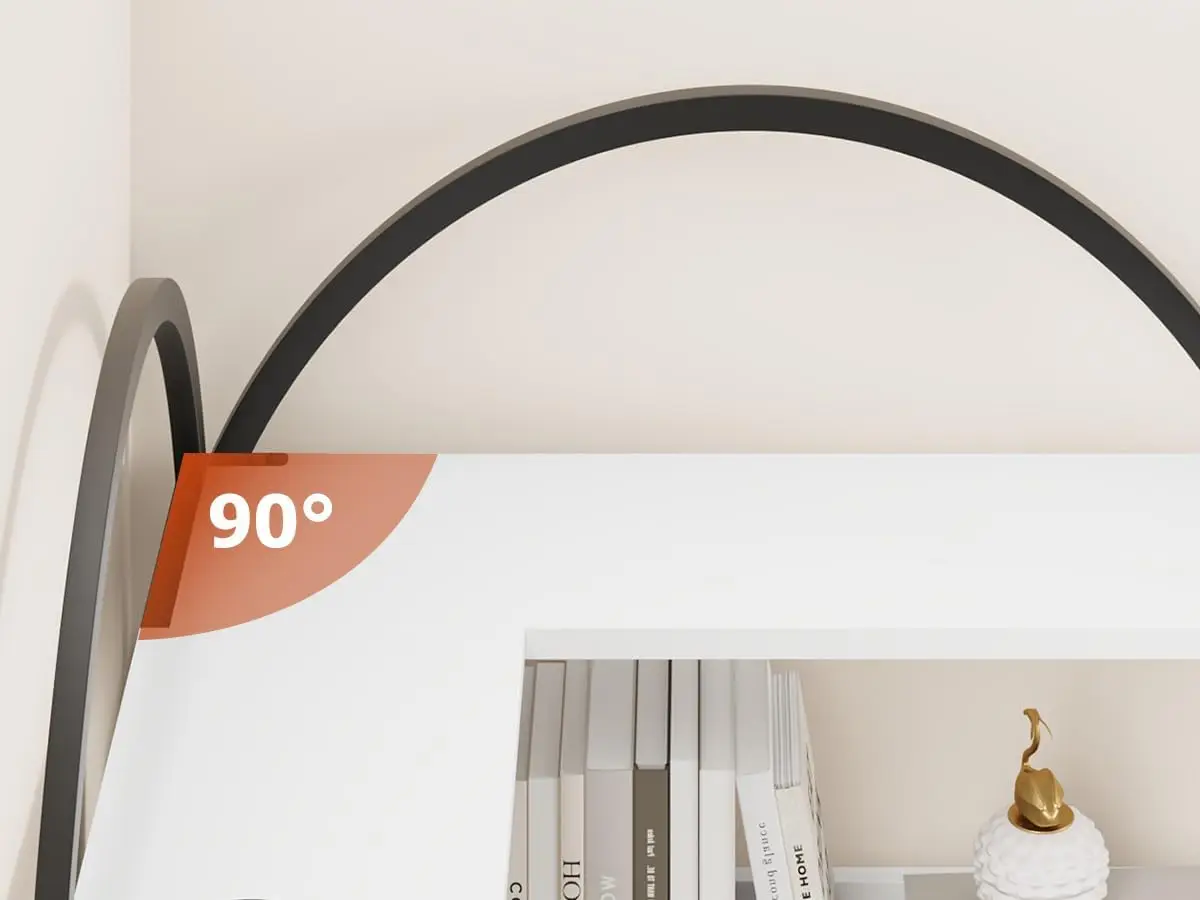 UK Arched Bookshelf Corner Bookcase, L Shaped Bookshelf Industrial Corner Bookshelf, Large Bookcase With Metal Frame, Corner She