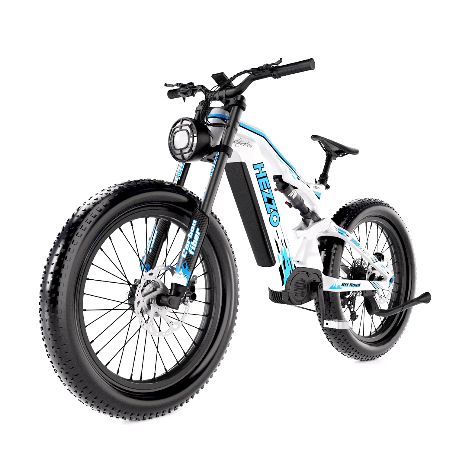 HEZZO K9 Carbon fiber Adult Electric Bike 1500W Motor E-Mountain bike 52V21AH Battery Electric Bicycle 26''Fat Tire Men's E-bike
