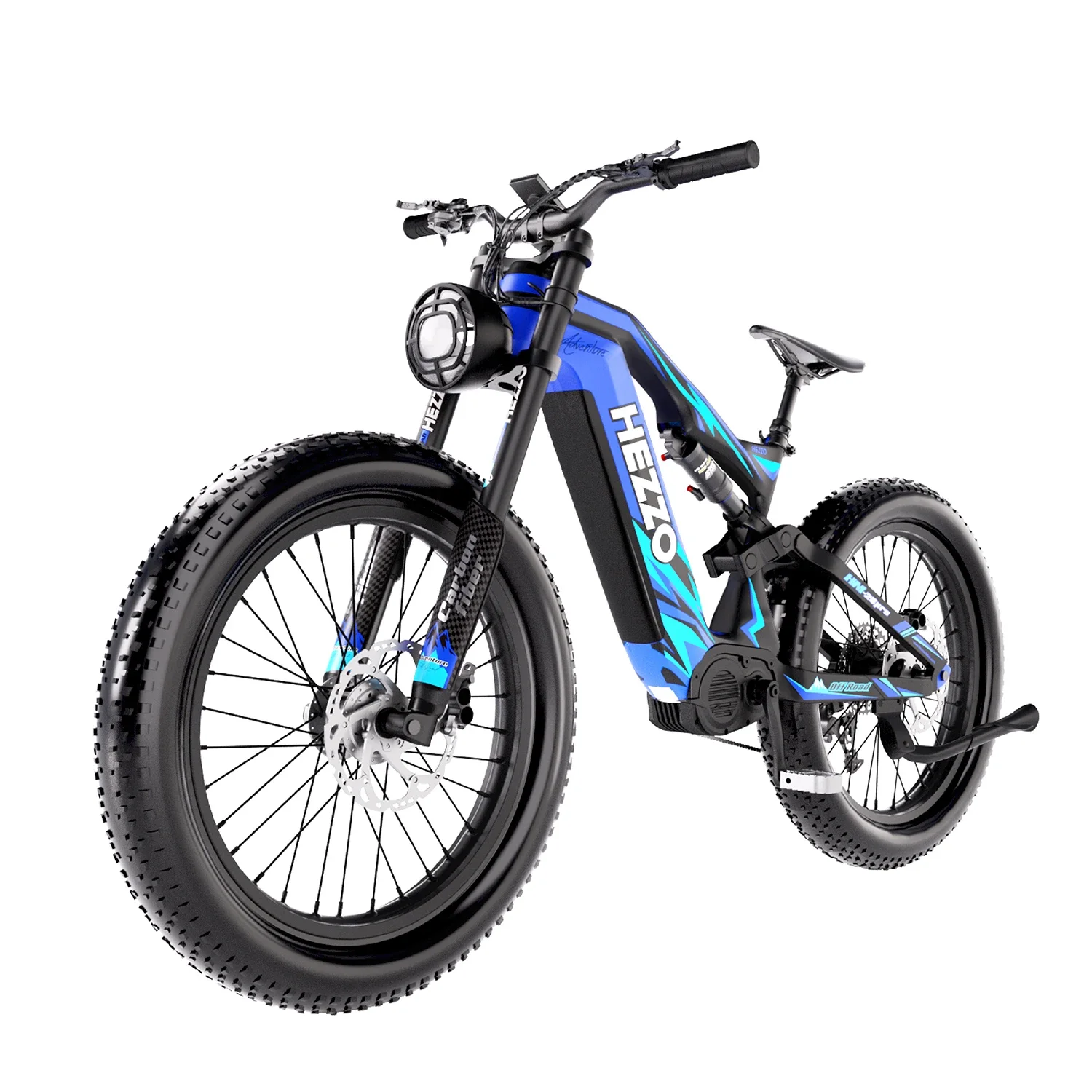 HEZZO K9 Carbon fiber Adult Electric Bike 1500W Motor E-Mountain bike 52V21AH Battery Electric Bicycle 26''Fat Tire Men's E-bike