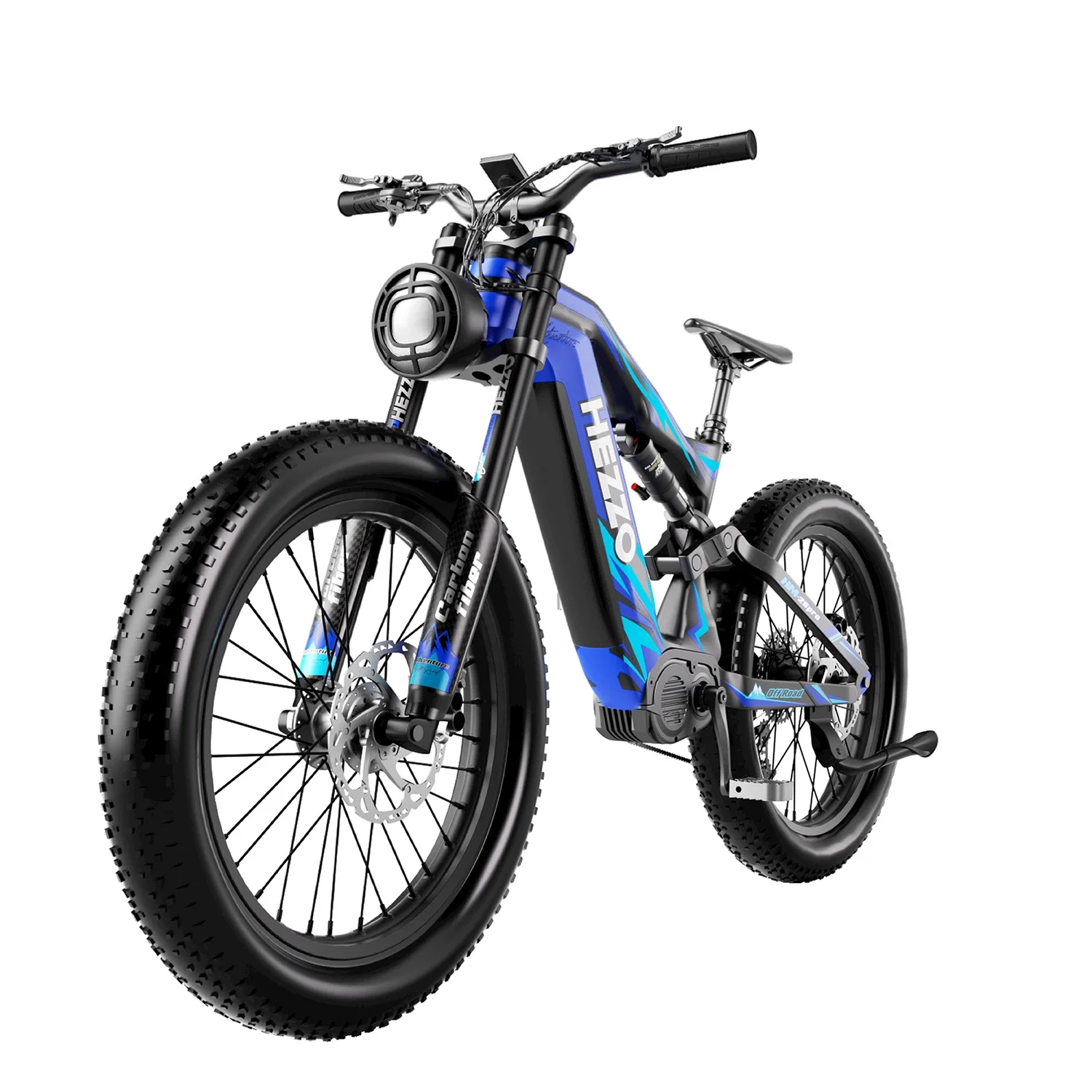 HEZZO K9 Carbon fiber Adult Electric Bike 1500W Motor E-Mountain bike 52V21AH Battery Electric Bicycle 26''Fat Tire Men's E-bike
