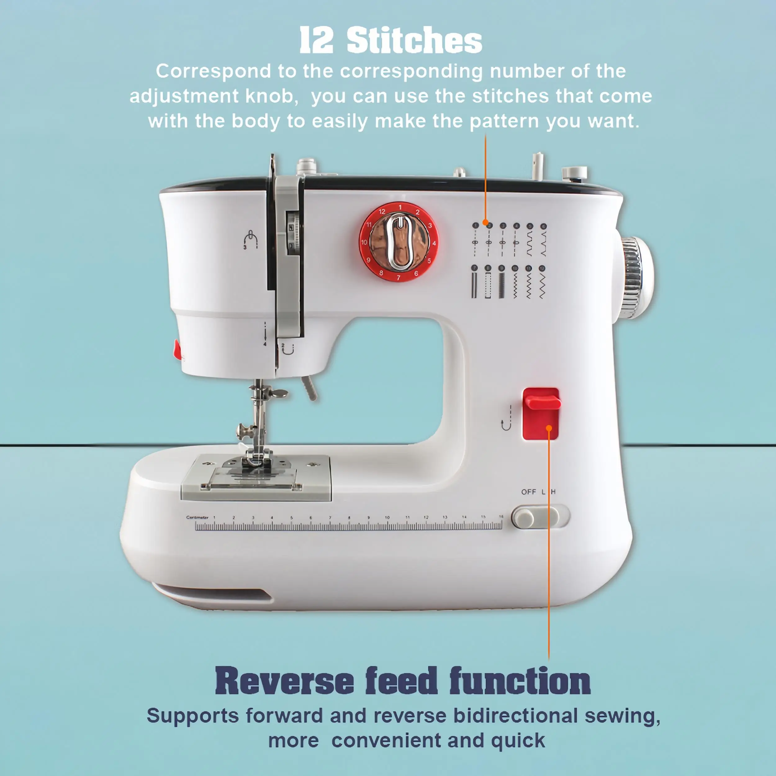 12 Stitches Electric Sewing Machine Mini Double Thread Sewing Machine with Foot Pedal High Quality UK Plug