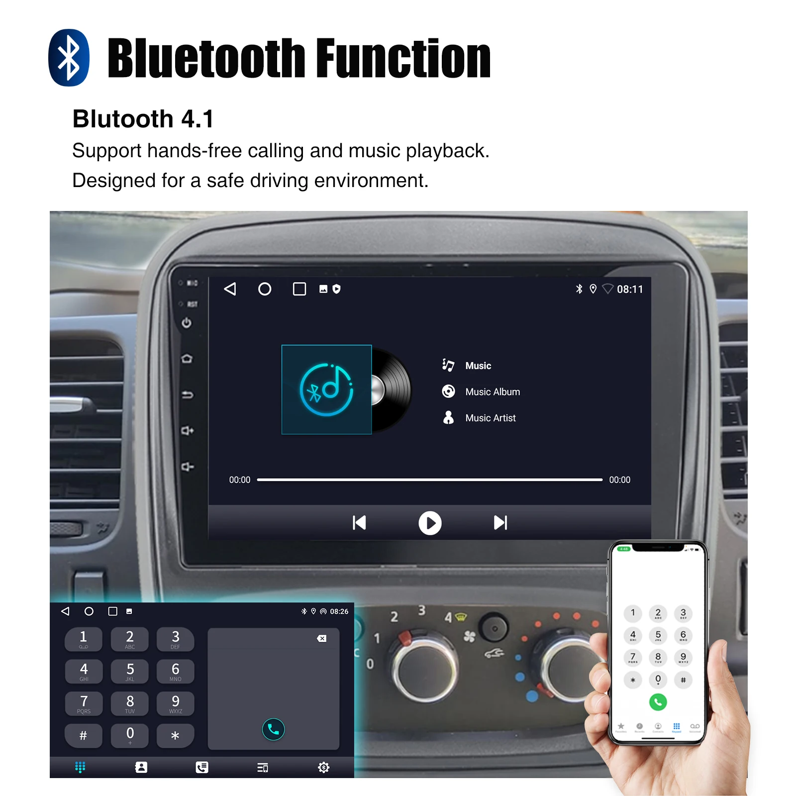 9"Android15 4+64G Car Radio Stereo For Opel Vauxhall Vivaro B Renault Trafic NV300 GPS Navi Bluetooth wrieless Carplay WIFI RDS