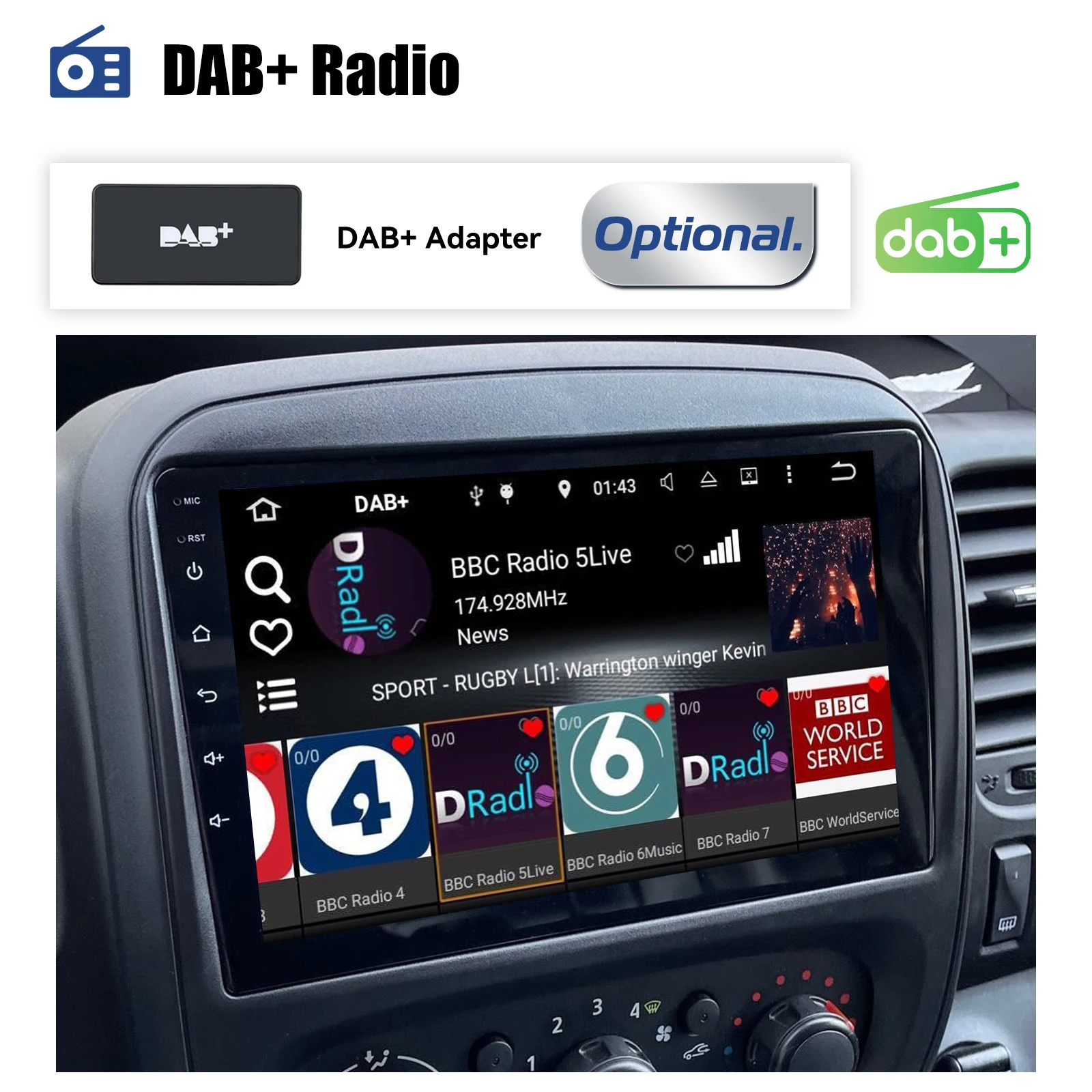 9"Android15 4+64G Car Radio Stereo For Opel Vauxhall Vivaro B Renault Trafic NV300 GPS Navi Bluetooth wrieless Carplay WIFI RDS