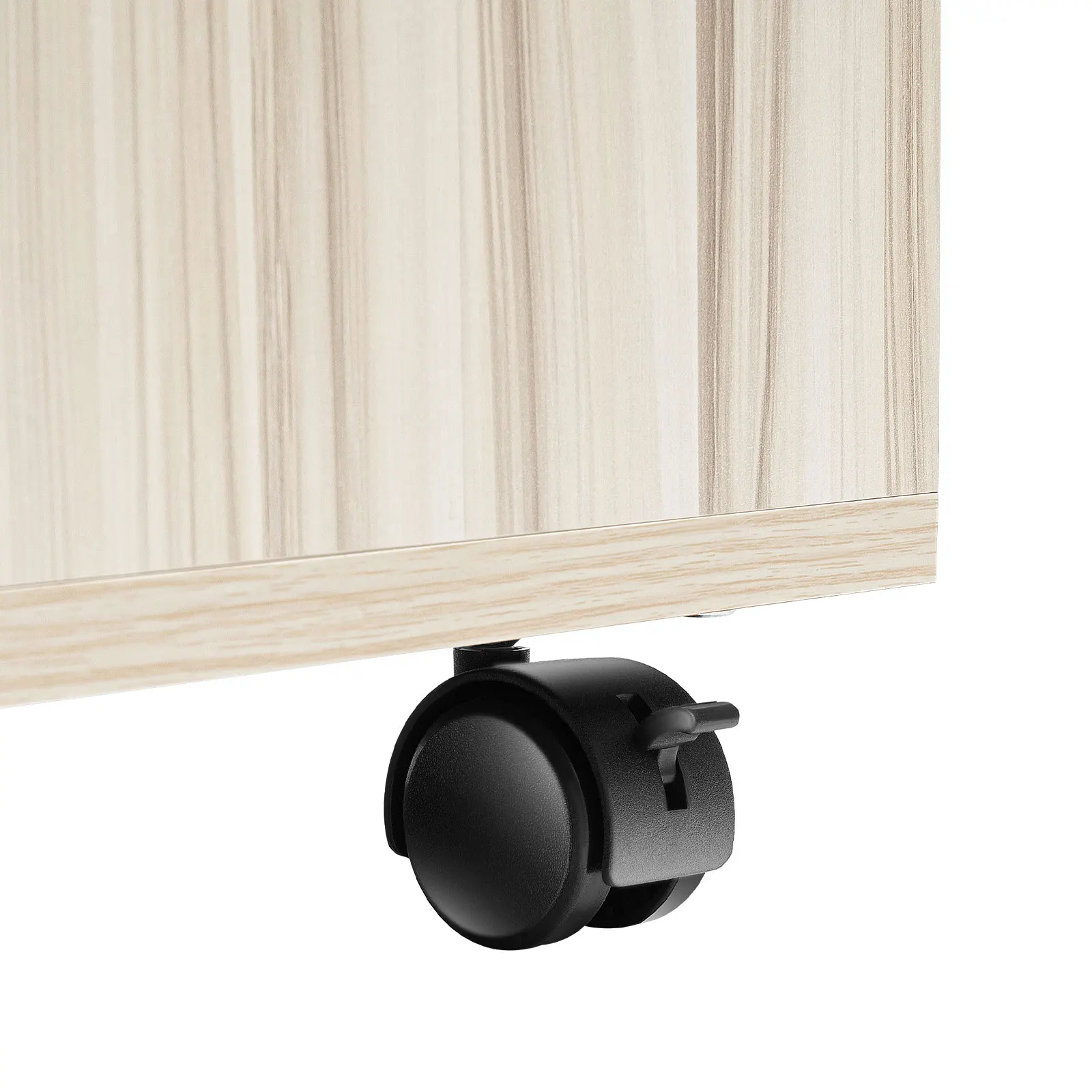 Height Adjustable Nightstand with Lockable Wheels, Over-Bed Movable Bedside Table with 2-Drawers, Bedroom Side Storage