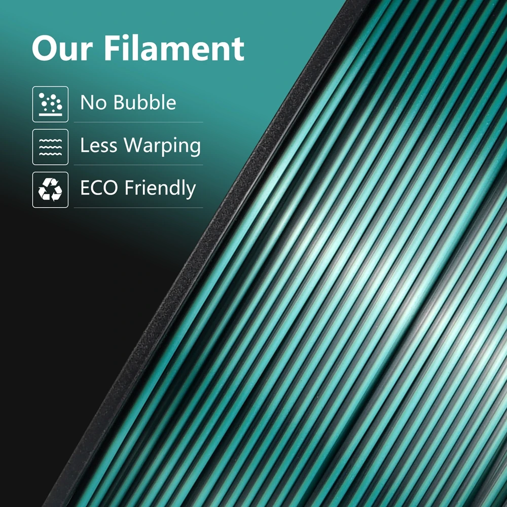 KINGROON Silk PLA Filament 1.75mm 1KG, Tricolor Dual-color 3D Printer Filament Shiny Consumable 2.2lbs Spool, For FDM 3D Printer