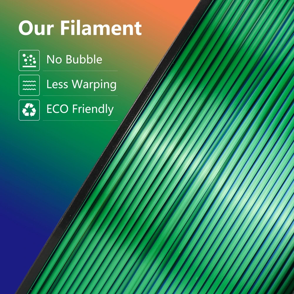 KINGROON Silk PLA Filament 1.75mm 1KG, Tricolor Dual-color 3D Printer Filament Shiny Consumable 2.2lbs Spool, For FDM 3D Printer