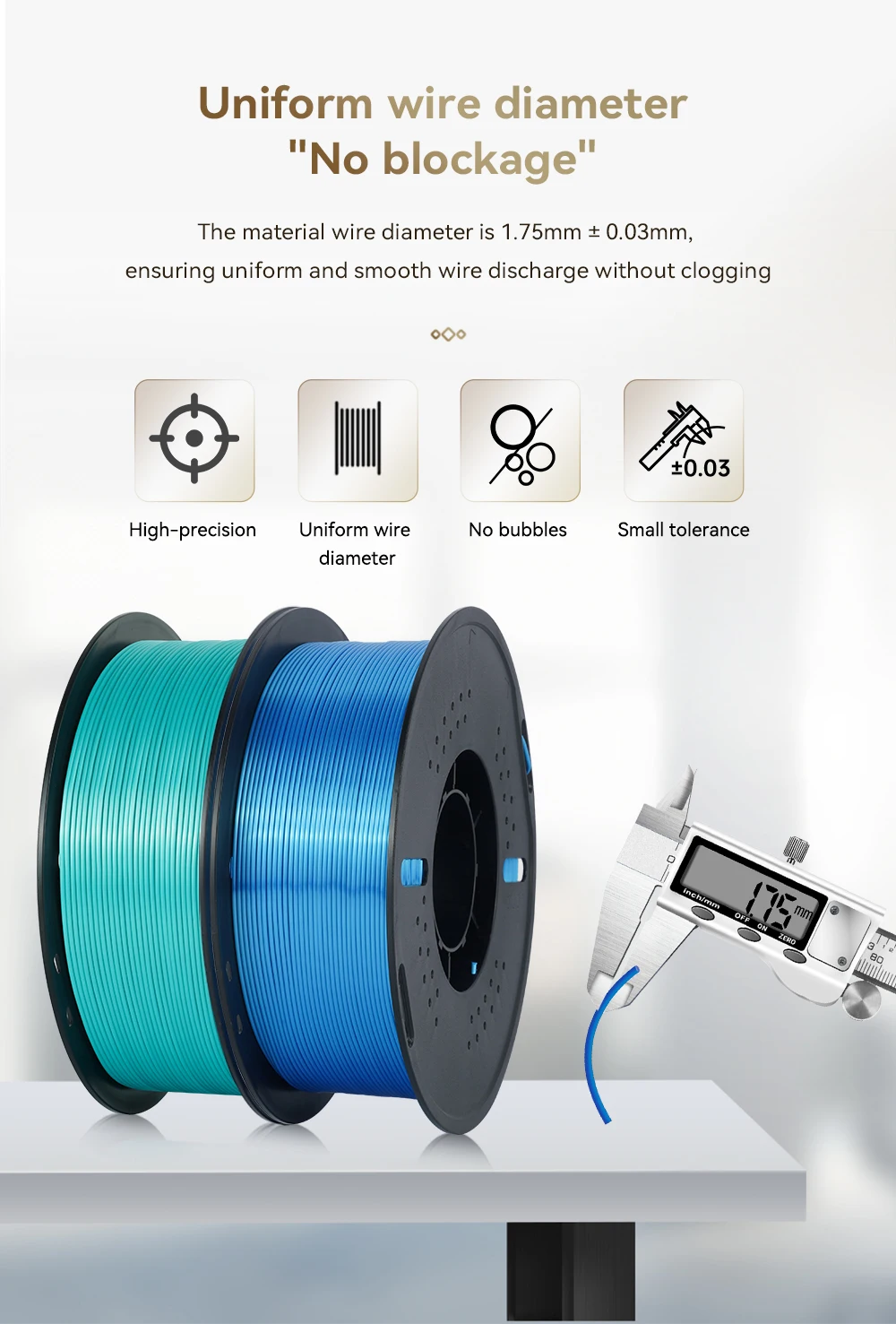 KINGROON Silk PLA Filament 1.75mm 1KG, Tricolor Dual-color 3D Printer Filament Shiny Consumable 2.2lbs Spool, For FDM 3D Printer