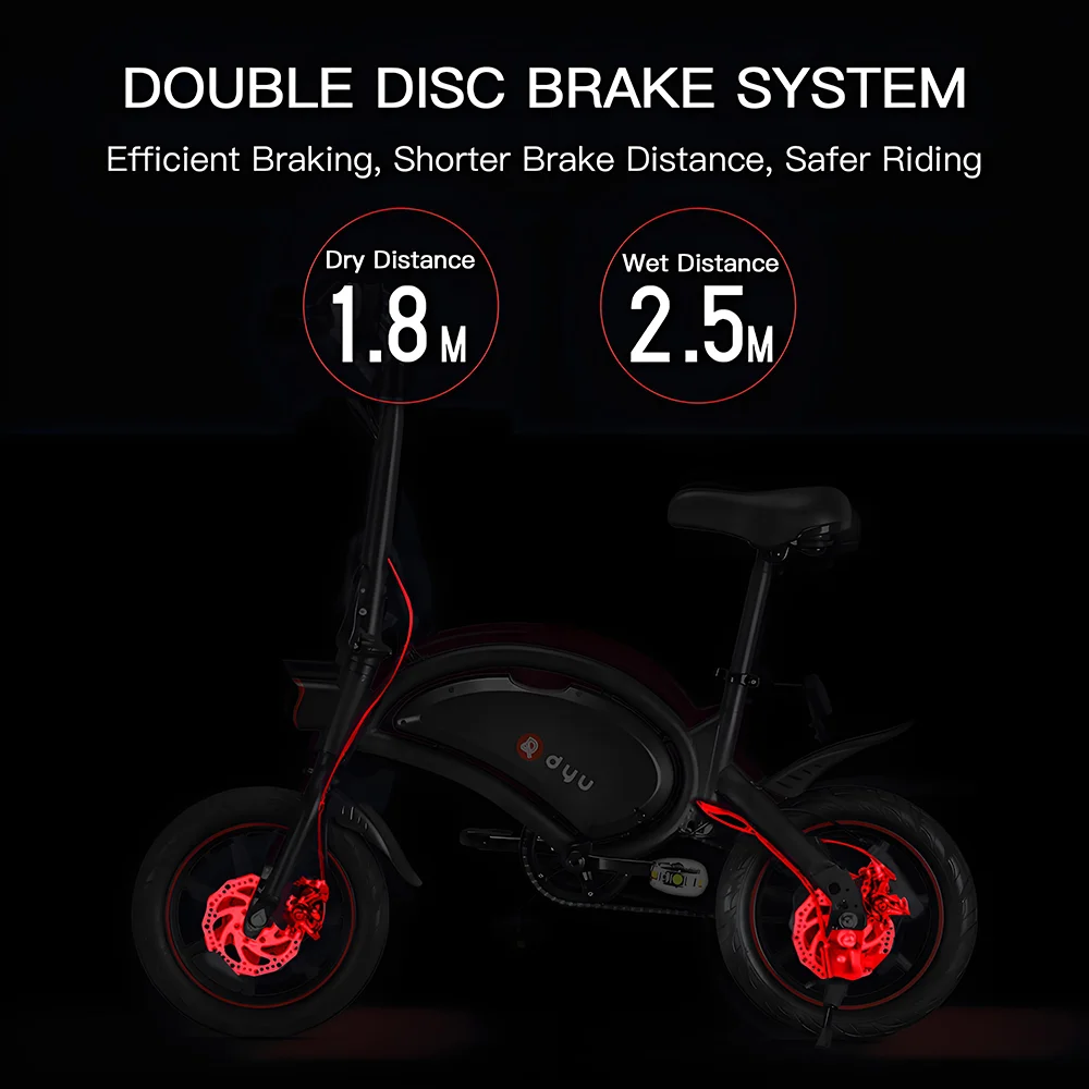DYU D3F Adult Electric Bike 250W Motor City Ebike 36V10AH Battery Electric Bike 14 Inch Tire Folding Electric Bike