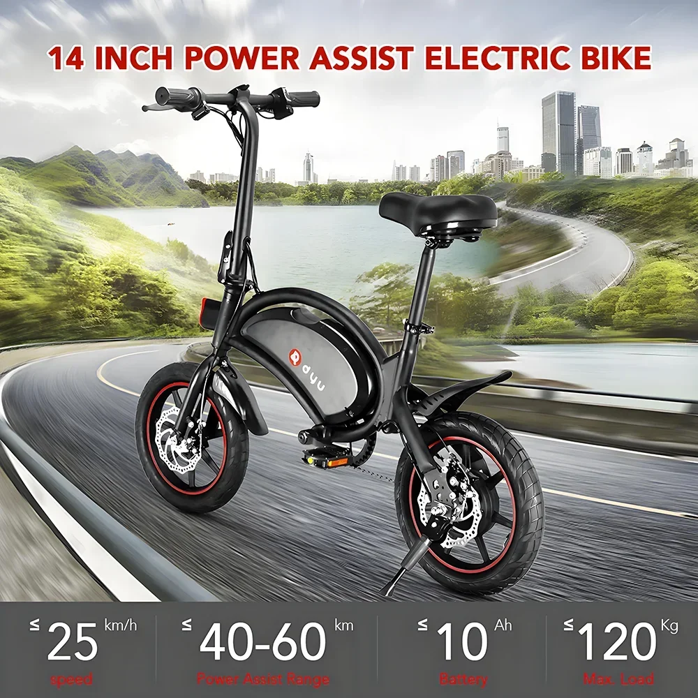 DYU D3F Adult Electric Bike 250W Motor City Ebike 36V10AH Battery Electric Bike 14 Inch Tire Folding Electric Bike