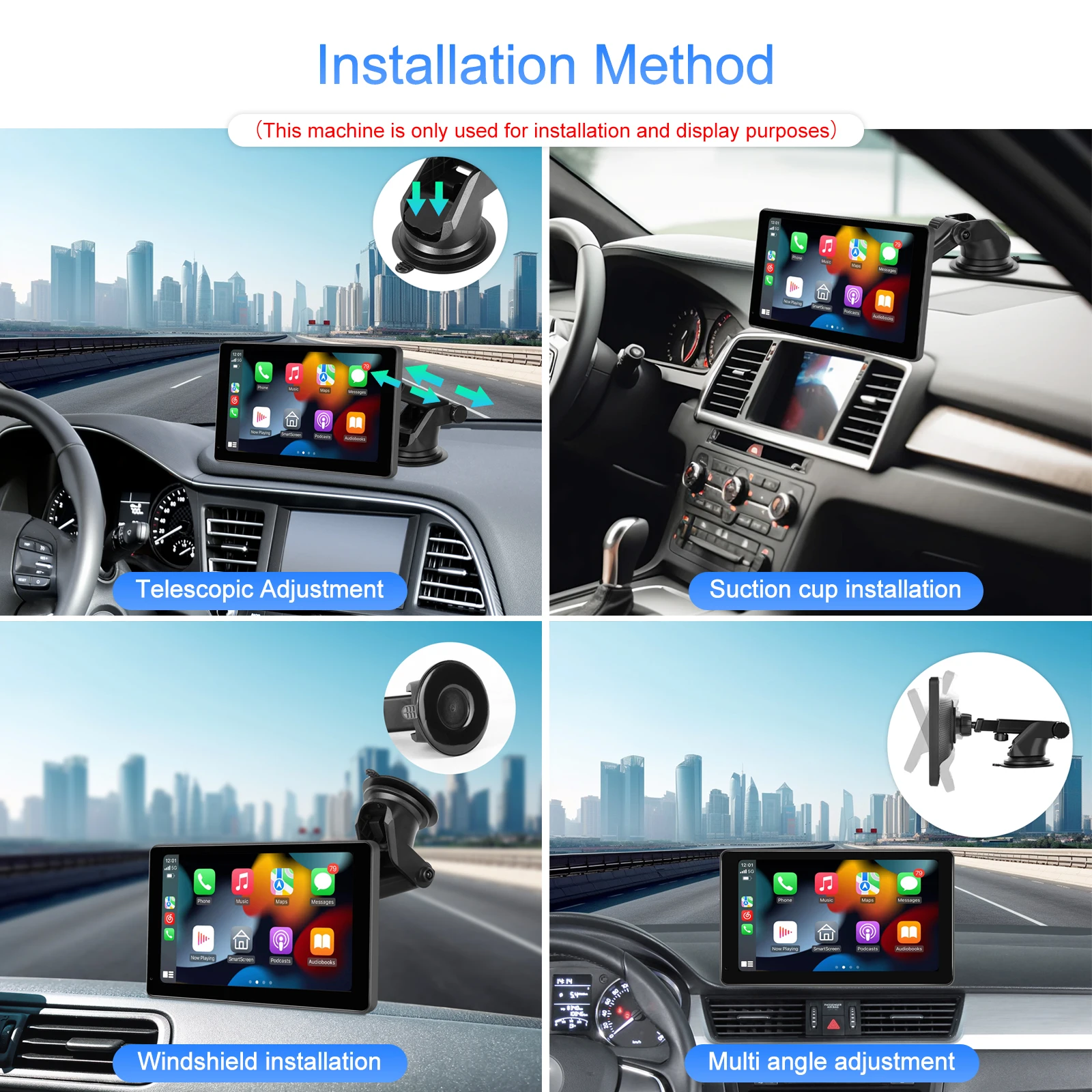 Podofo 7 Inch CarPlay Android Auto Portable Smart Player AirPlay Autolink Support CVBS Camera Car Video Player BT FM