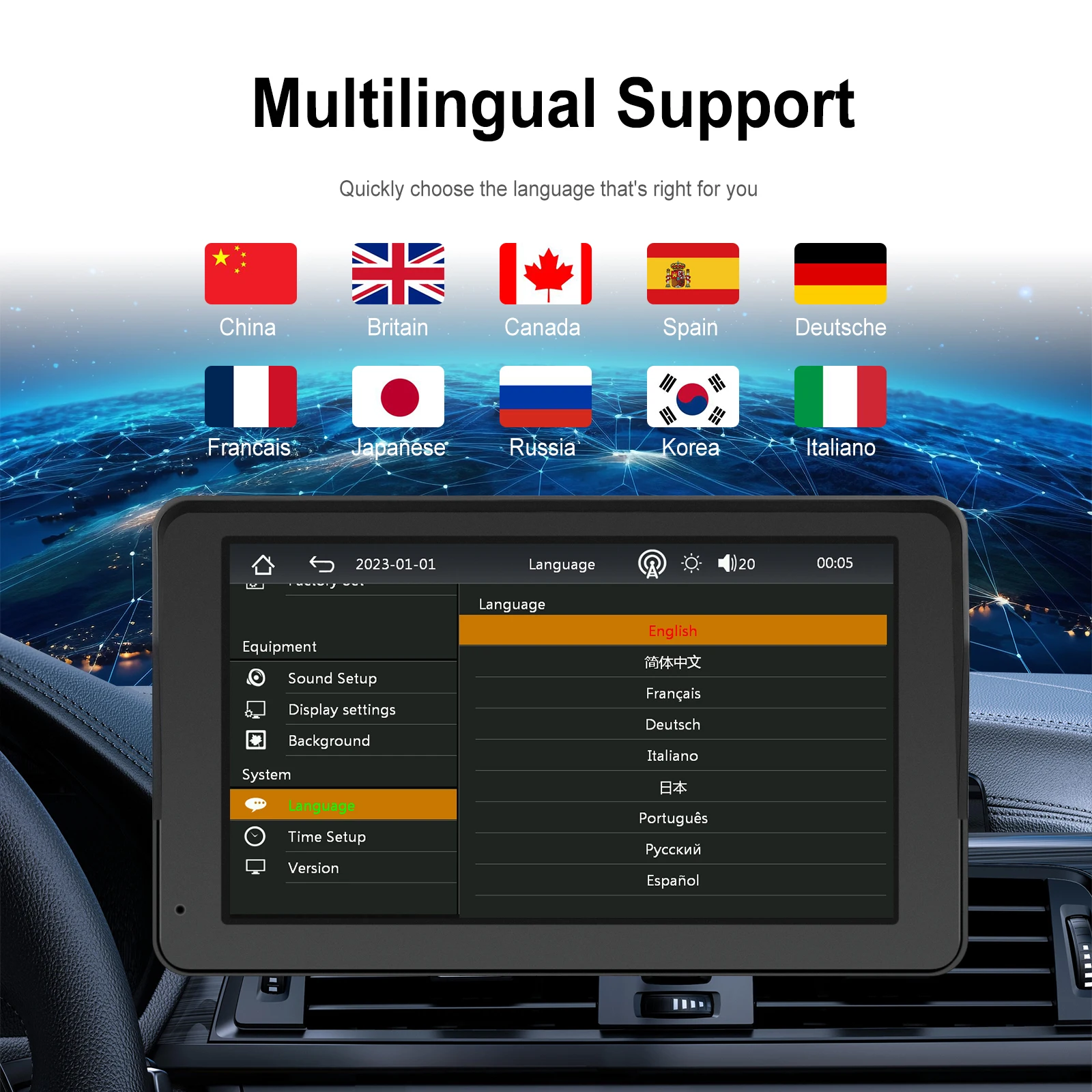 Podofo 7 Inch CarPlay Android Auto Portable Smart Player AirPlay Autolink Support CVBS Camera Car Video Player BT FM