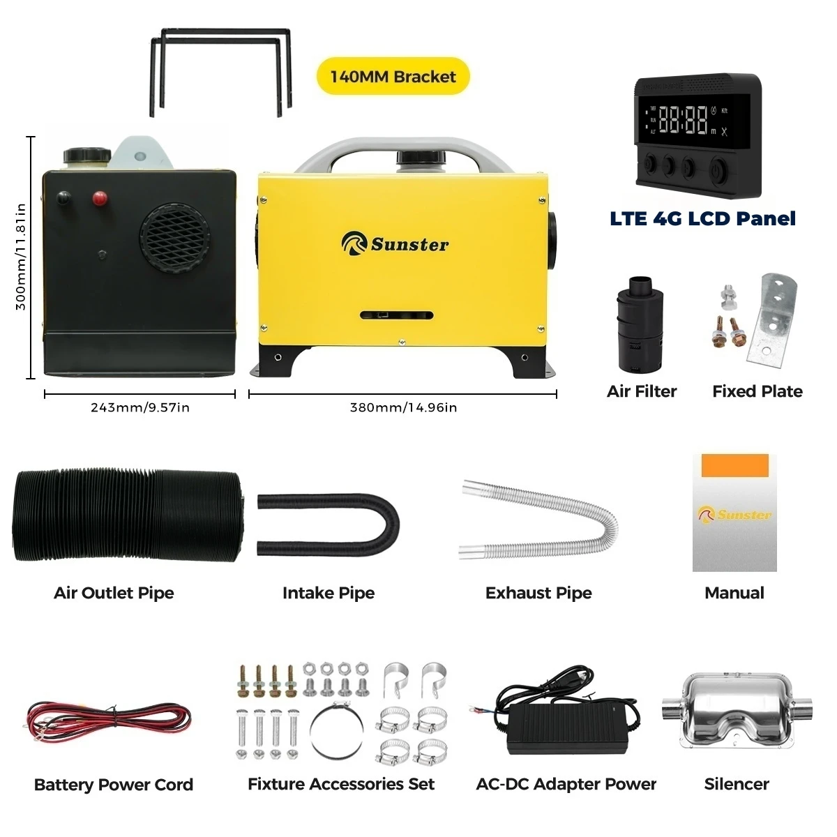 GSM LTE 4G Diesel Air Heater 8KW 12V 24V 110-240V Portable Parking Air Heater With LCD For Car RV Camper Tent Garage Home