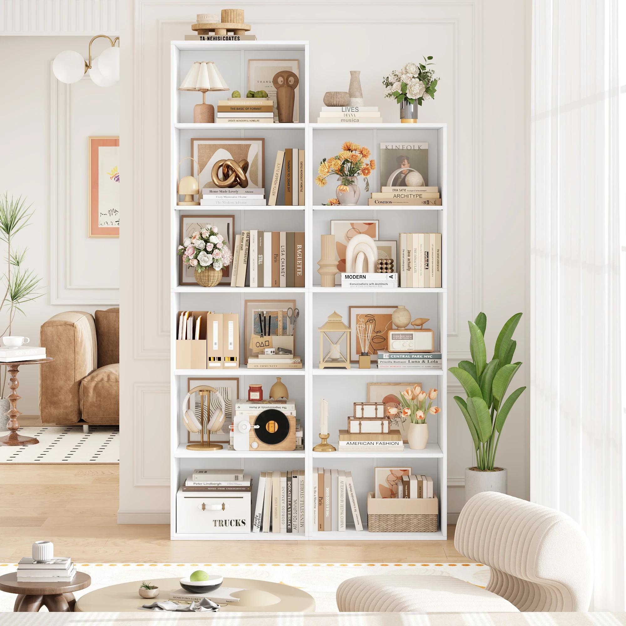 Getone 6 Tiers Bookcase Tall Bookshelf Slim Shelving Unit Storage Rack for Living Room Bedroom Home Furniture 48x30x190.5cm