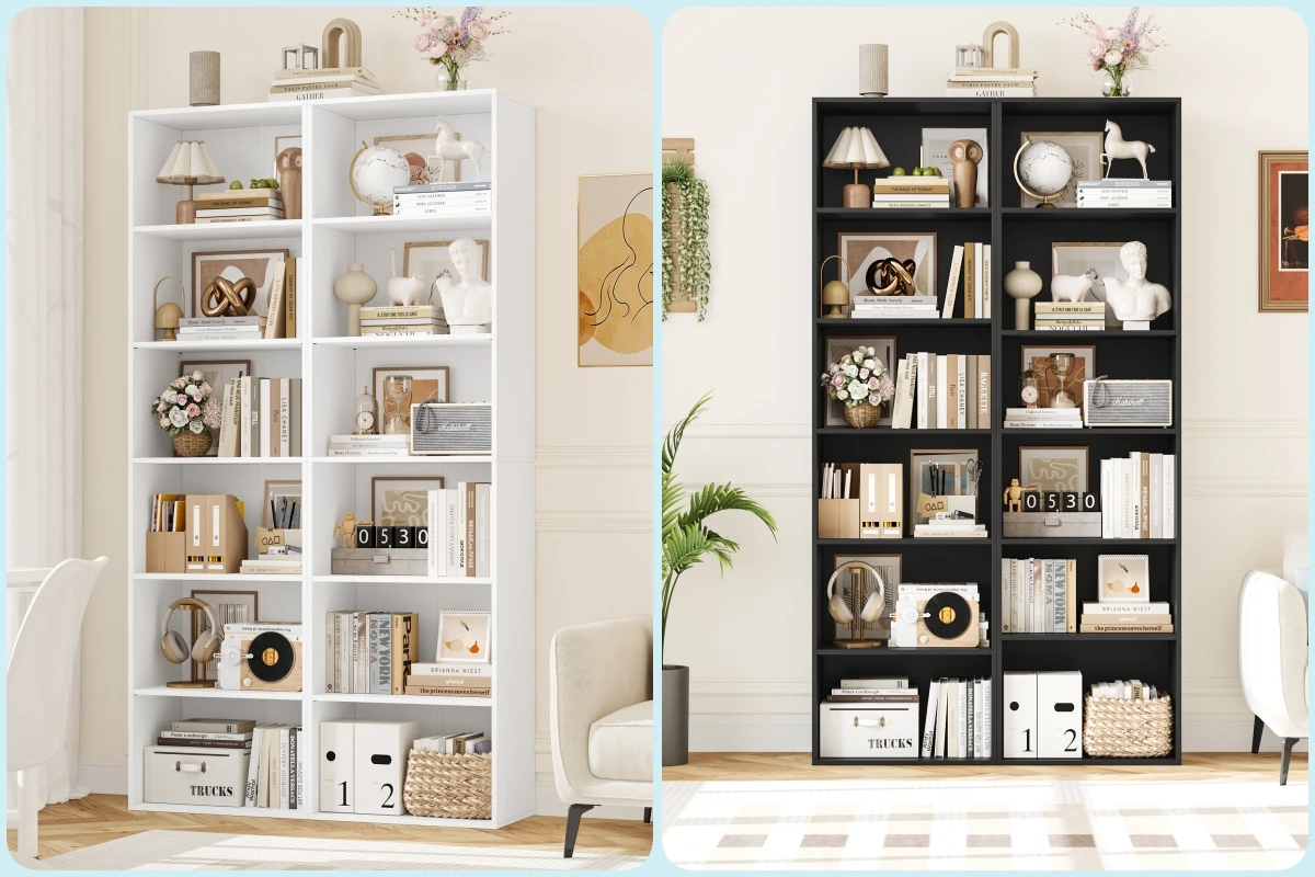 Getone 6 Tiers Bookcase Tall Bookshelf Slim Shelving Unit Storage Rack for Living Room Bedroom Home Furniture 48x30x190.5cm