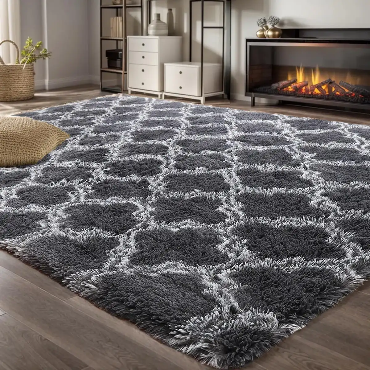 160*230cm Fluffy Rugs Large Shaggy Rug Living Room Bedroom Anti-Slip Soft Carpet Floor Mat