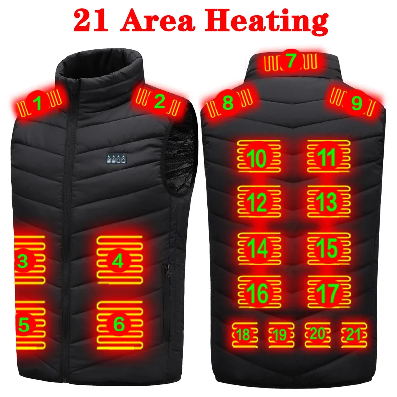 Electric Heating Sportswear 21 Areas Windproof Warm Heat Clothes Electric Heated Jackets for Skiing Hiking Camping
