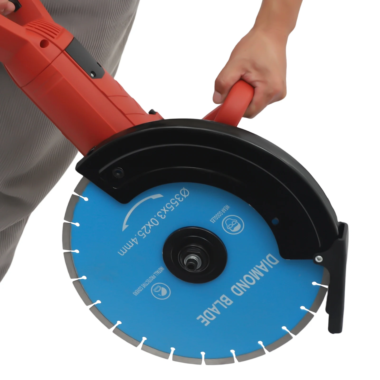 3KW Electric Concrete Saw w/350mm Blade,Wet Dry Cutting Saw Handheld Circular Saw Grooving Machine Wall Slotting Machine 3800RPM