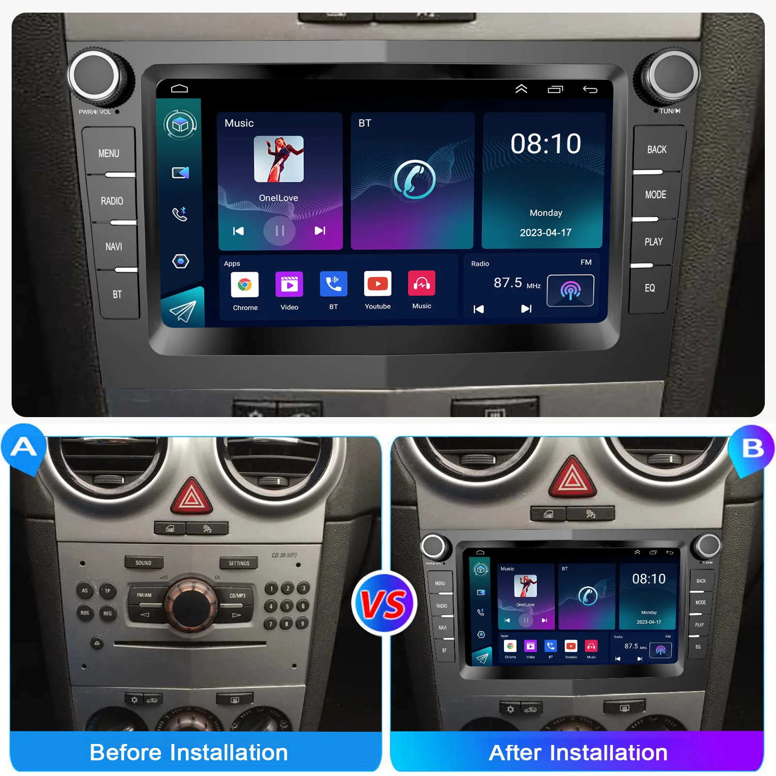 7" Android 14 Car Stereo For Opel/Vauxhall Corsa D Astra H Zafira Vivaro Zafira Combo Signum Tigra Carplay GPS NAVI AI Voice RDS
