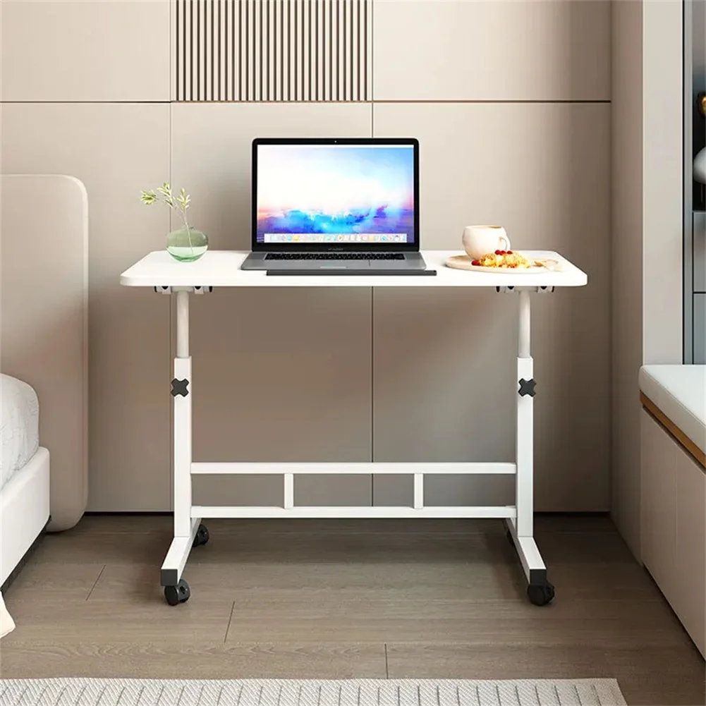 Mobile Stand Up Desk with Wheels Small Computer Desk Adjustable Height Laptop Desk White Standing Table Home Office Desks