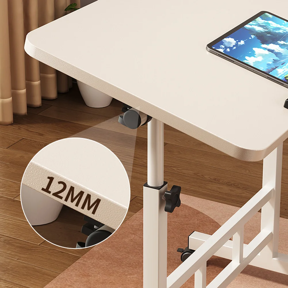 Mobile Stand Up Desk with Wheels Small Computer Desk Adjustable Height Laptop Desk White Standing Table Home Office Desks
