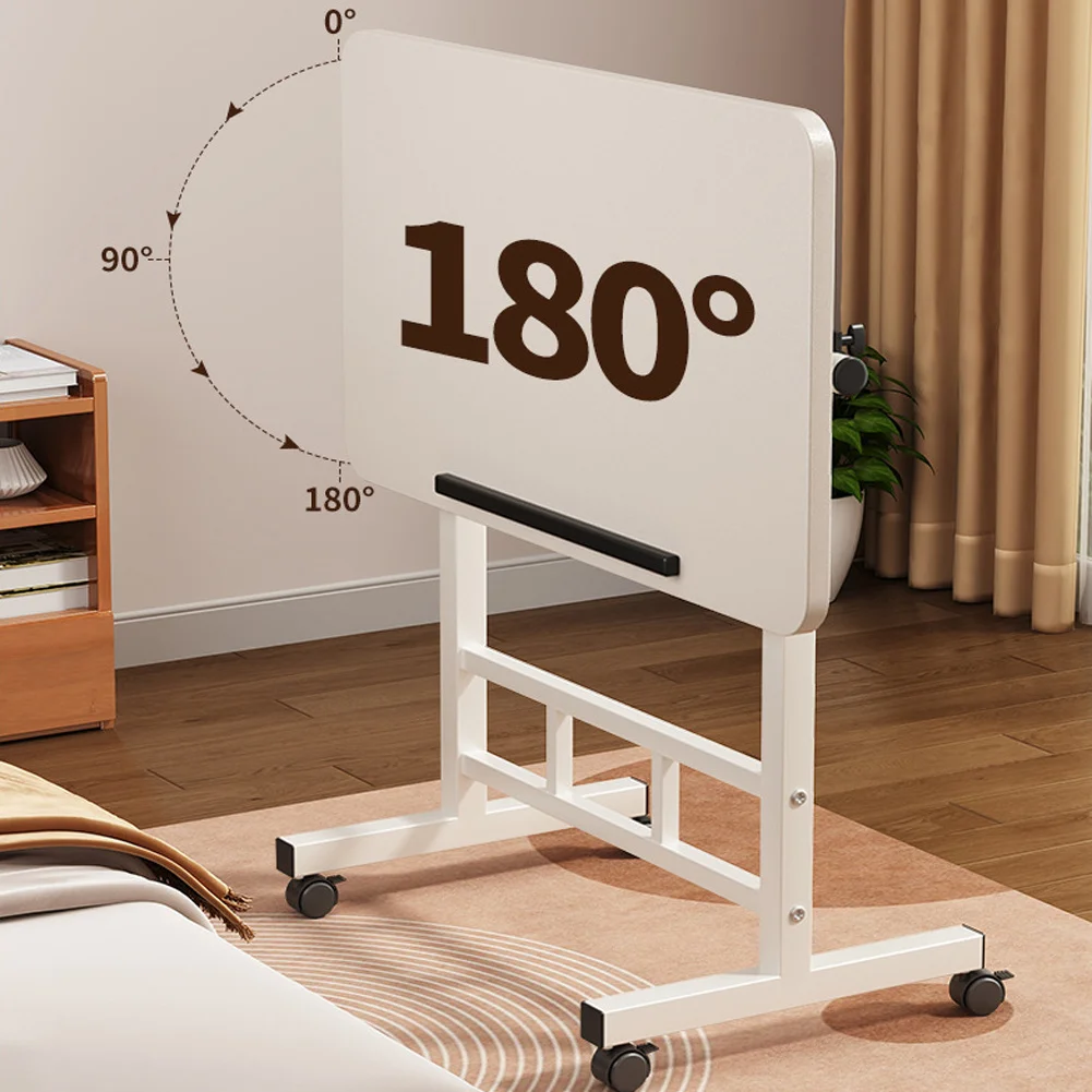 Mobile Stand Up Desk with Wheels Small Computer Desk Adjustable Height Laptop Desk White Standing Table Home Office Desks