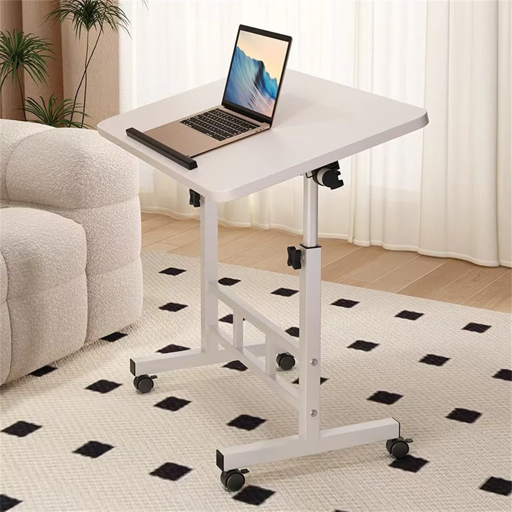 Mobile Stand Up Desk with Wheels Small Computer Desk Adjustable Height Laptop Desk White Standing Table Home Office Desks