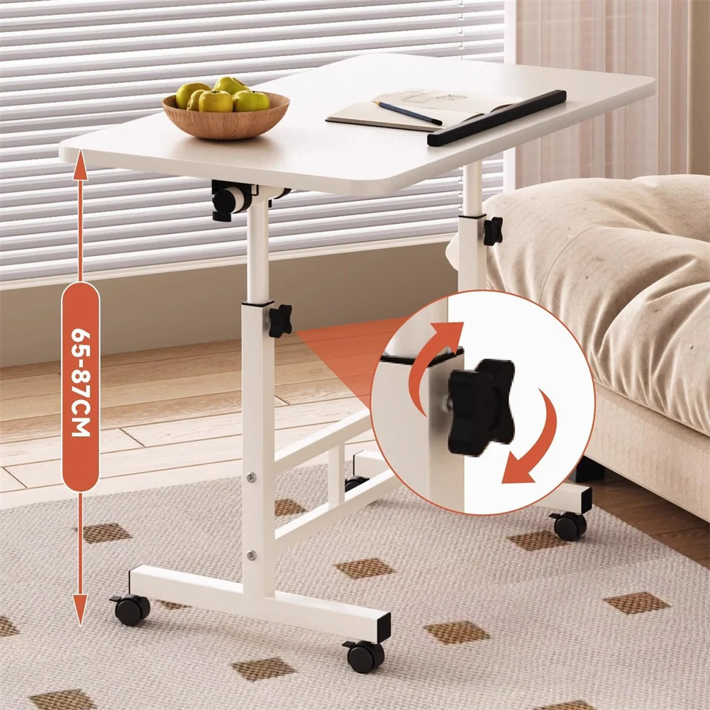 Mobile Stand Up Desk with Wheels Small Computer Desk Adjustable Height Laptop Desk White Standing Table Home Office Desks