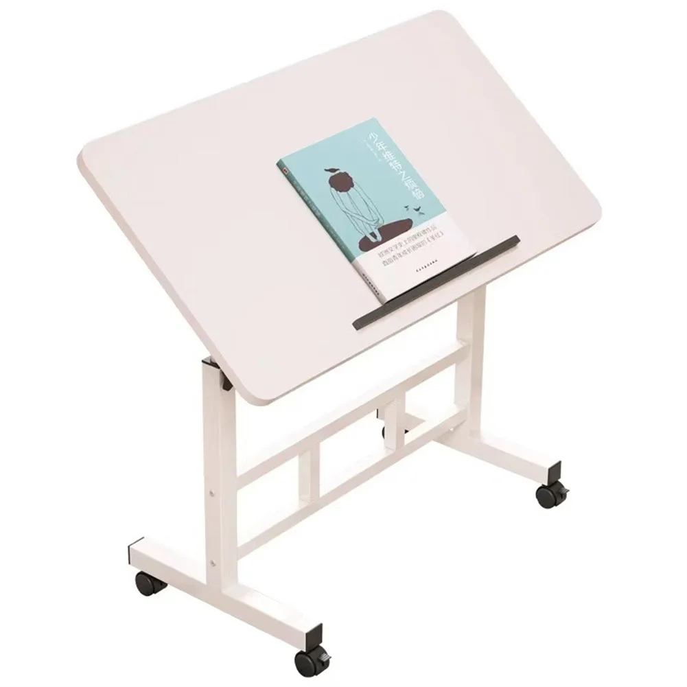 Mobile Stand Up Desk with Wheels Small Computer Desk Adjustable Height Laptop Desk White Standing Table Home Office Desks