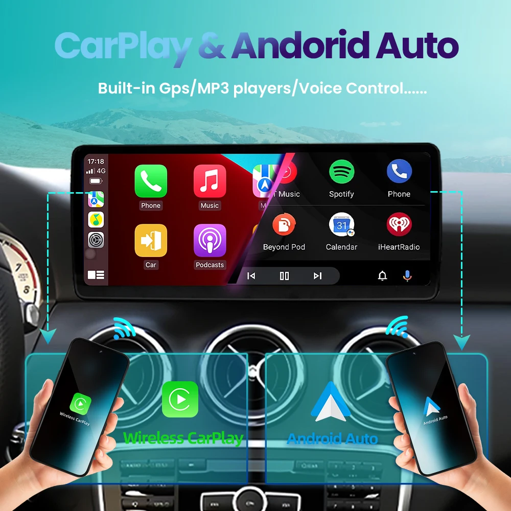 BONROAD 2400*900 12.3'' Ultra Thin Linux Touch Screen Car Multimedia Wireless CarPlay Android Auto Airplay Autolink Mirroring Radio Stereo For Mercedes Benz A Class GLA CLA W176 C177 X156 W463 NTG 4.5 5.0