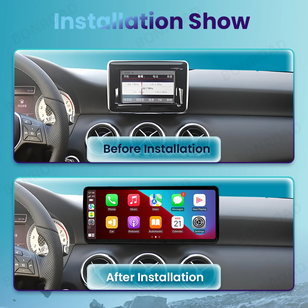 BONROAD 2400*900 12.3'' Ultra Thin Linux Touch Screen Car Multimedia Wireless CarPlay Android Auto Airplay Autolink Mirroring Radio Stereo For Mercedes Benz A Class GLA CLA W176 C177 X156 W463 NTG 4.5 5.0