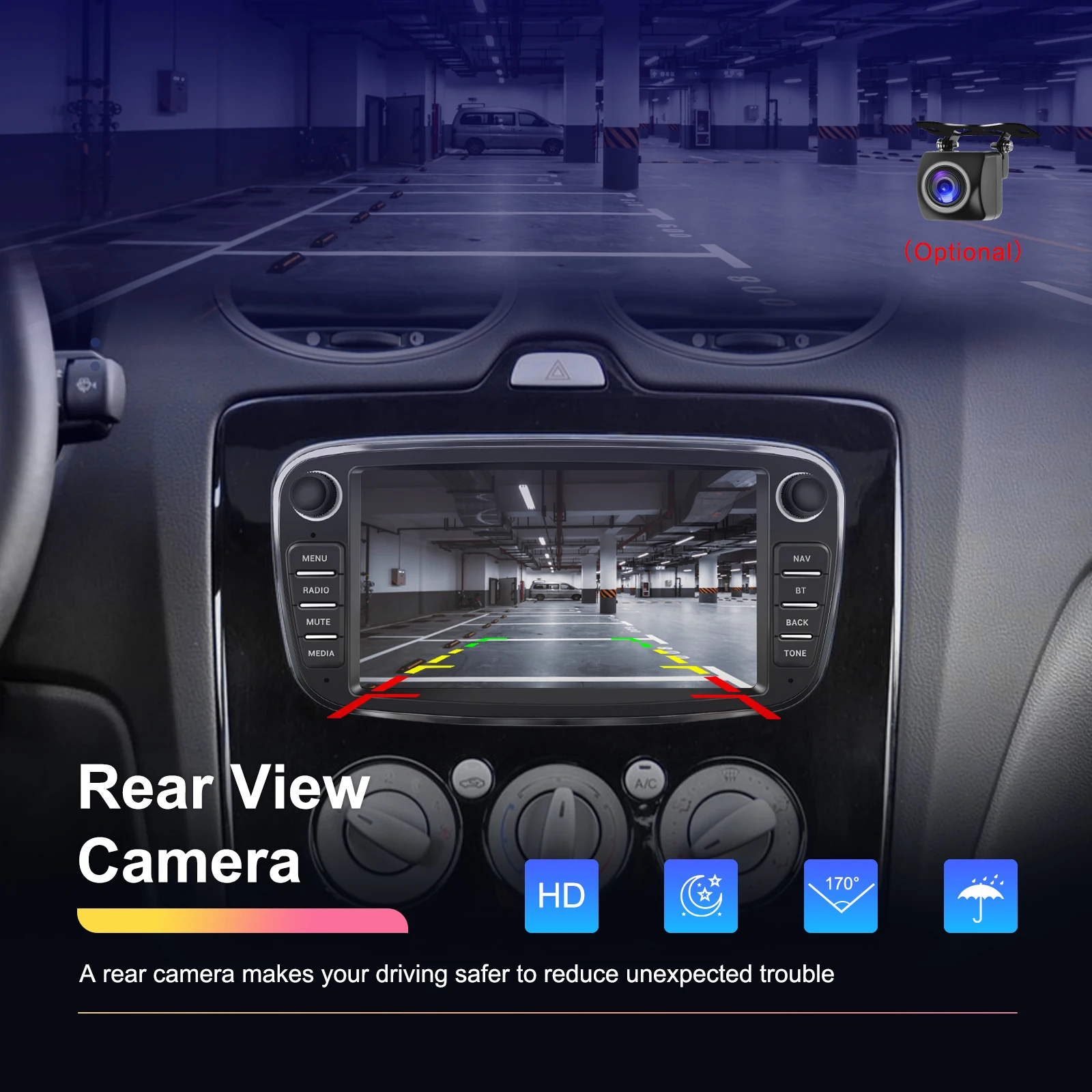 Podofo 2+64GB Wireless Carplay AndroidAuto Car Radio Car Video Player GPS For Ford Focus Mondeo C-MAx S-MAX Galaxy Il Kuga