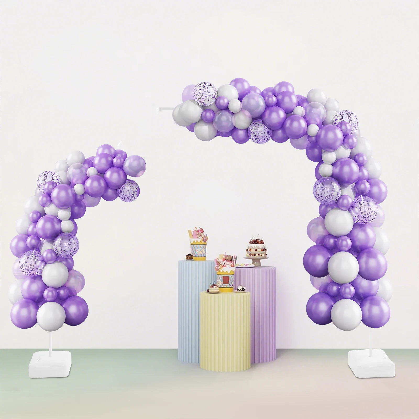 2PCS Balloon Stand Arch Frame Free Bending Balloon Stand W/Base 1.5+2M DIY Tube Wedding Baby Shower Birthday Party Decor