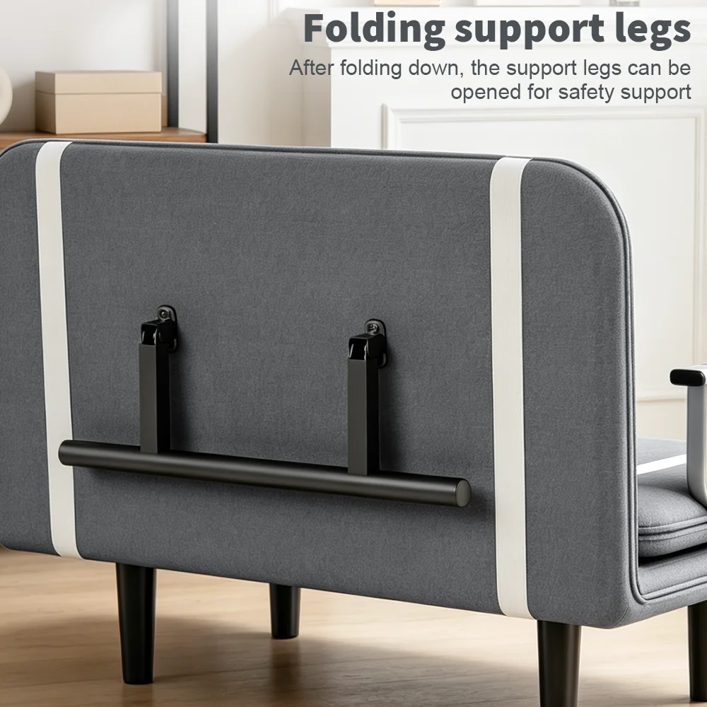 [UK Stock] Folding Sofa Bed Couch 3 in 1 with 2 Pillows, Lounge Cotton Chair Lazy Cushion for Apartment Home Livingroom