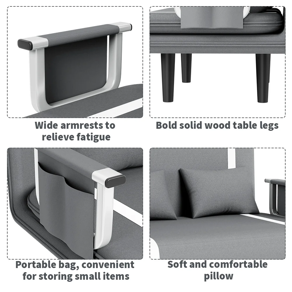[UK Stock] Folding Sofa Bed Couch 3 in 1 with 2 Pillows, Lounge Cotton Chair Lazy Cushion for Apartment Home Livingroom