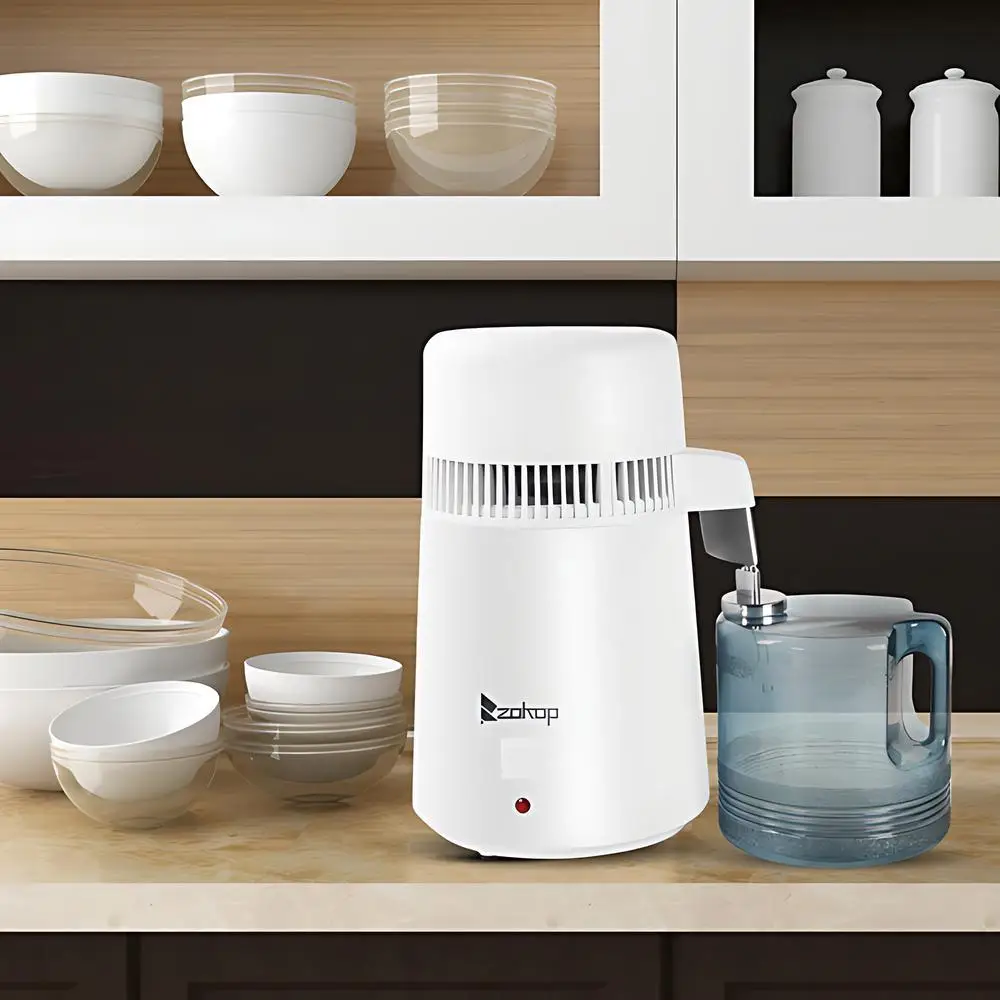 4L Countertop Home Water Distiller Machine With Activated Carbon Filter Food-grade 304 stainless steel Portable Distiller, White