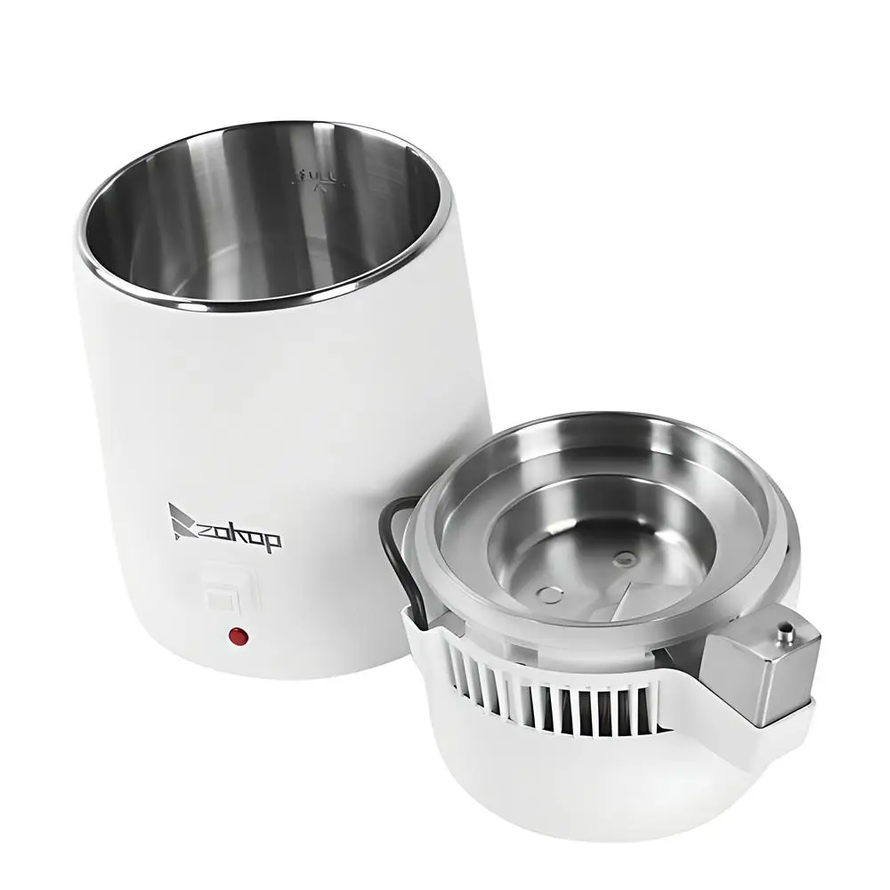 4L Countertop Home Water Distiller Machine With Activated Carbon Filter Food-grade 304 stainless steel Portable Distiller, White