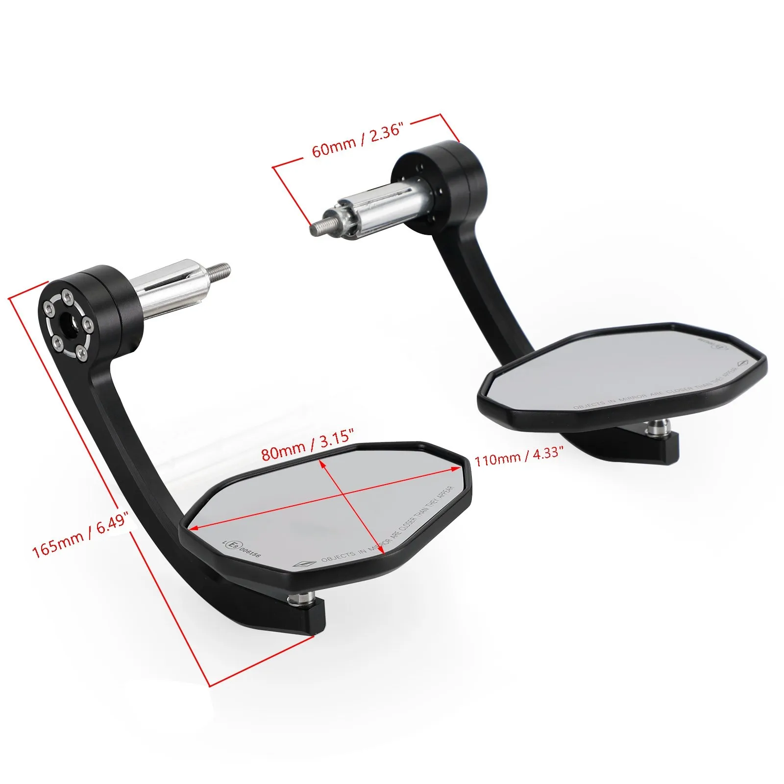 Artudatech CNC Aluminum Handlebar End Mirror 7/8" Black Long BAR End Mirrors Motorcycle