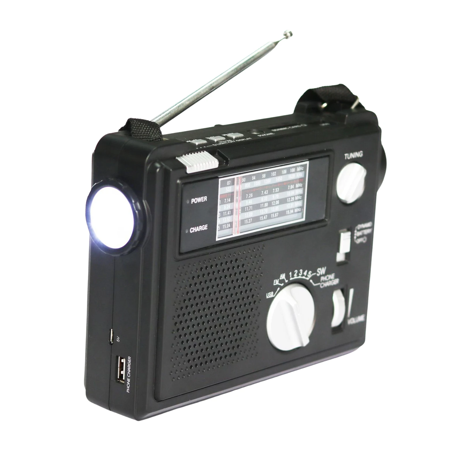 Emergency Radio Portable Emergency Radio Weather Alert Radio With Cellphone Charging Hand Crank & Battery Operated SOS Alarm