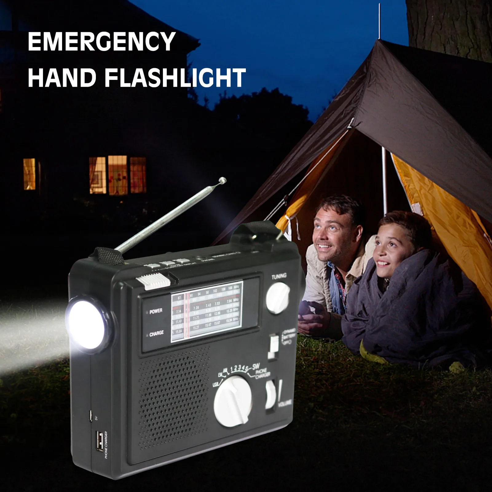 Emergency Radio Portable Emergency Radio Weather Alert Radio With Cellphone Charging Hand Crank & Battery Operated SOS Alarm