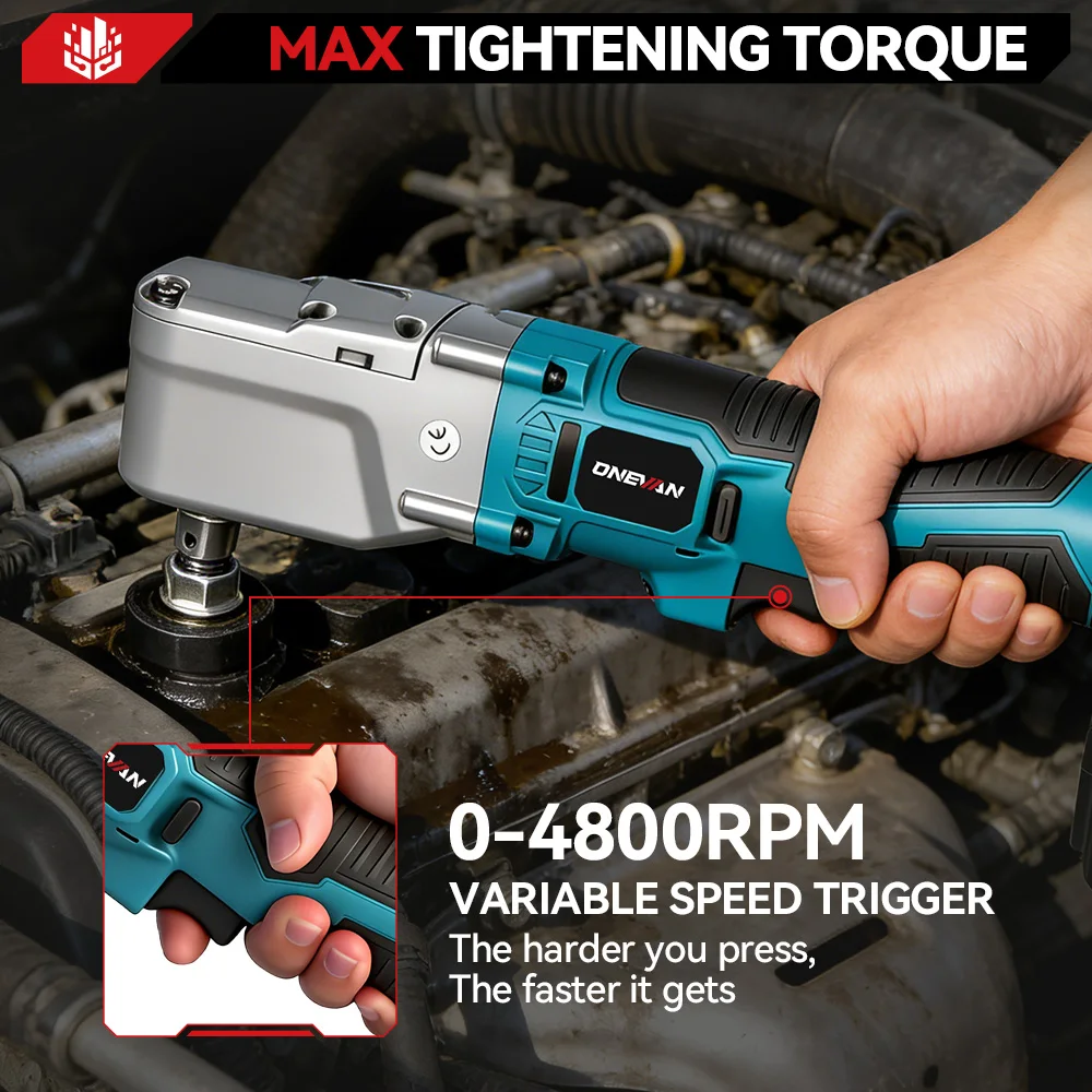 ONEVAN Brushless Electric Ratchet Wrench 1/2'' 1000NM Removal Screw Nut 4800RPM Car Repair Power ToolFor Makita 18V Battery Pin