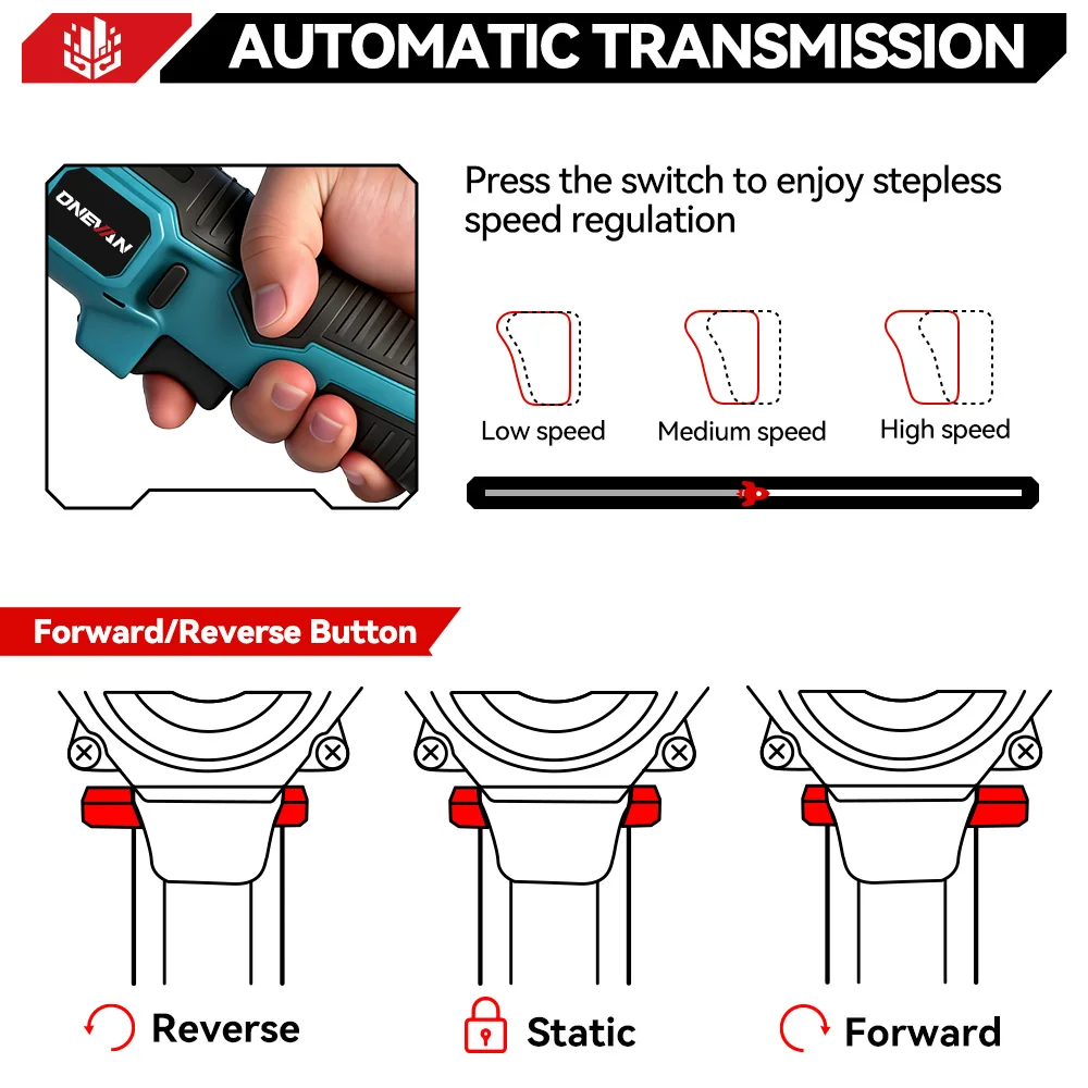 ONEVAN Brushless Electric Ratchet Wrench 1/2'' 1000NM Removal Screw Nut 4800RPM Car Repair Power ToolFor Makita 18V Battery Pin
