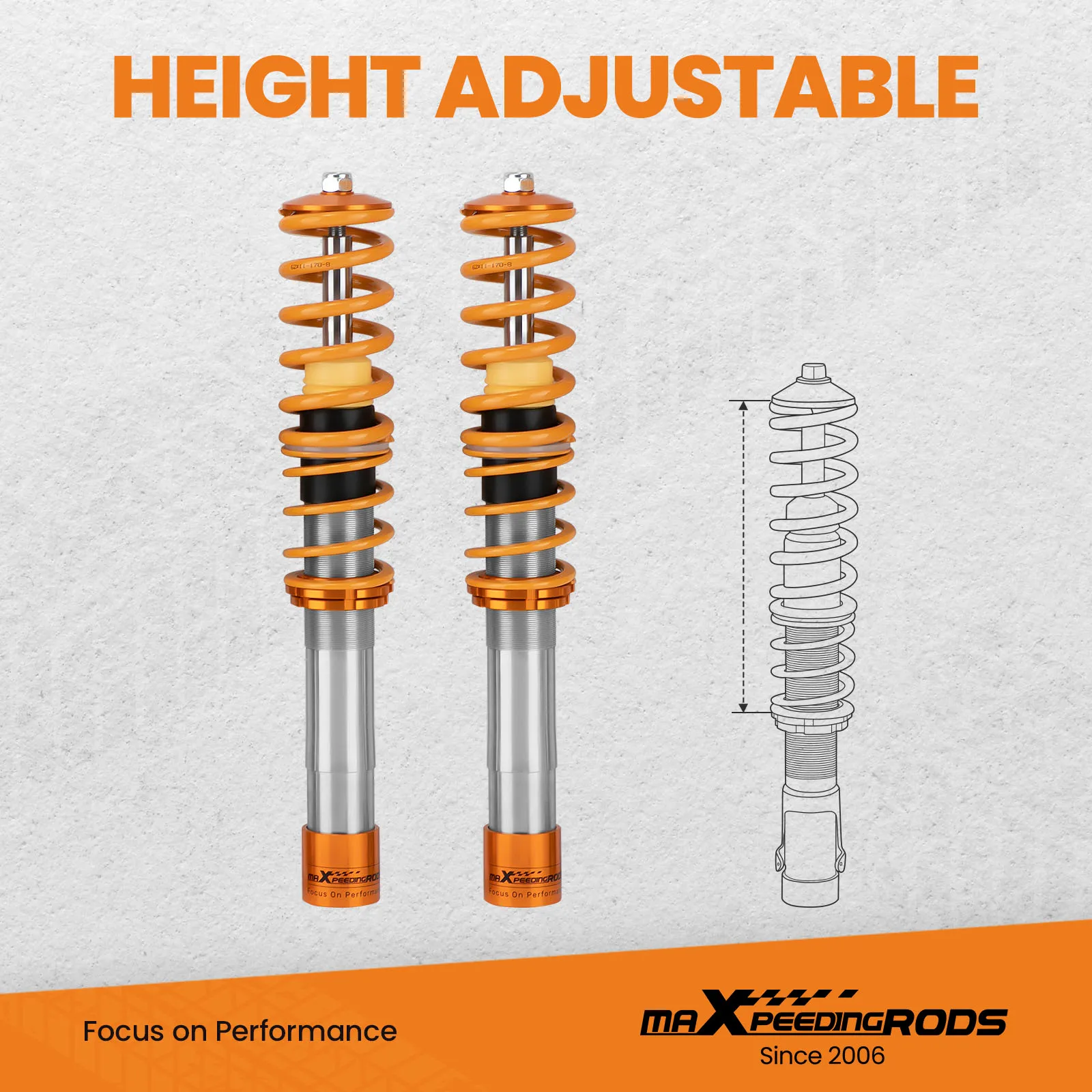 Coilovers for BMW 5 E39 1995-2003 RWD notchback Spring Shock Absorber Height Adjustable Coilovers Suspension Kit Gold